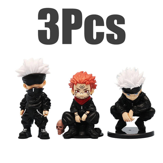 3 PCS Chibi Figurine Set Sukuna and Gojo Anime Figurines, Jujutsu Kaisen JJK Cute Figures 12-14 cm - CloudAnimeStudio