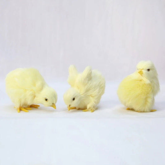 4 PCs Set Realistic Baby Chicks Figurines, Farm Chickens Figurine, Miniature Toy - CloudAnimeStudio