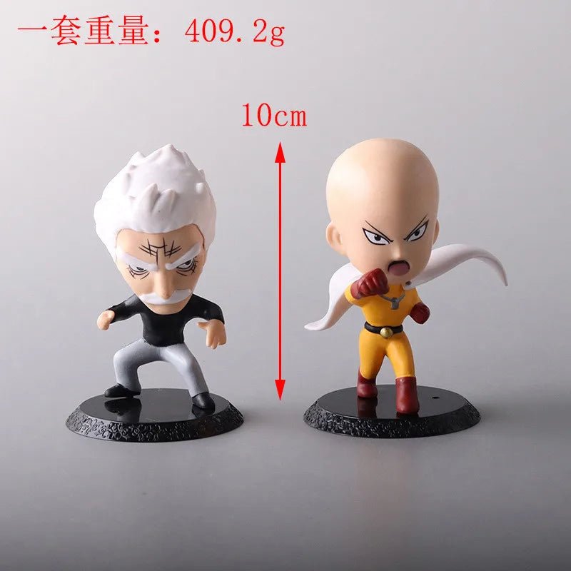 6Pcs One Punch Man Chibi Anime Figures, Saitama Genos Garou Bang Tatsumaki Mumen Rider Metal Knight, OPM Collection Set - CloudAnimeStudio
