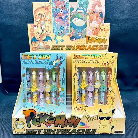 6 PCS Set Pokemon Click Pen, Black Writing Gel Pen Stationery - CloudAnimeStudio