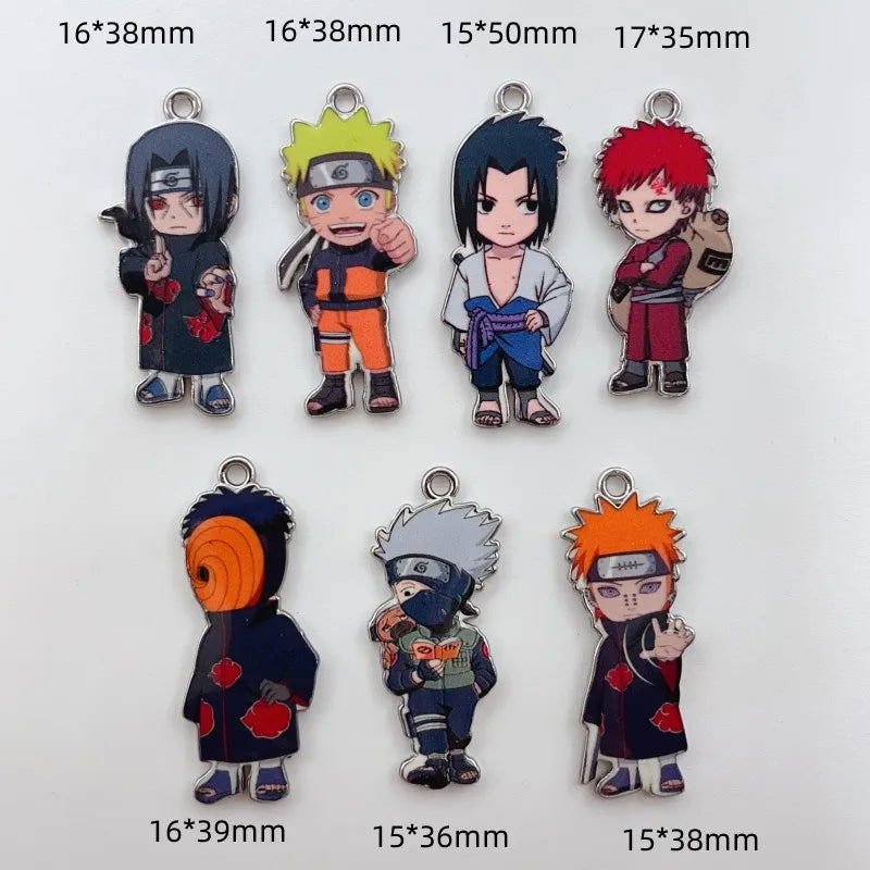 7 PCS Naruto Key Chain Charms, Anime Cartoons Character Alloy Charms Pendant - CloudAnimeStudio