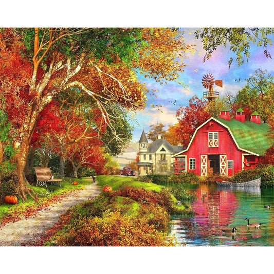 Autumn Barn 1000 Piece Jigsaw Puzzle Springbok CLOUDANIMESTUDIO