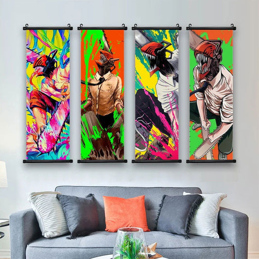Chainsaw Man Anime Canvas Scrolls Collection, Wall Art Hanging Print Poster Home Decor - CloudAnimeStudio