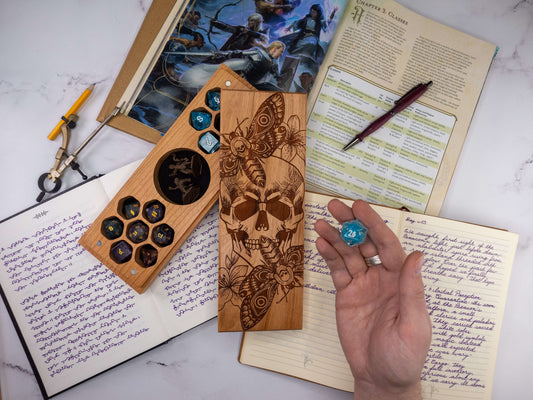 Death Head Moth | Engraved Dual Hex Dice Vault CLOUDANIMESTUDIO