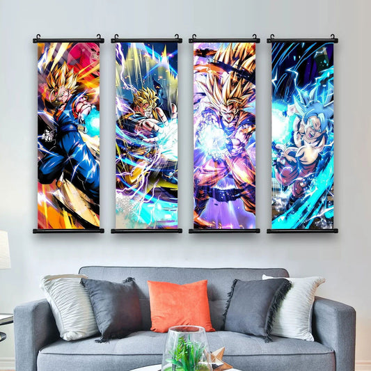 Dragon Ball Super Posters, Anime Wall Artwork Ultra Instinct Goku Vegeta Canvas Super Saiyan Hanging Scrolls Home Room Decor - CloudAnimeStudio