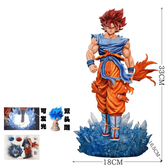 Dragon Ball Super Son Goku Figure Super Saiyan God Blue Led Base Figurines 33 CM - CLOUDANIMESTUDIO