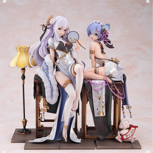 Emelia & Rem Figure, Re:Zero kara Hajimeru Isekai Seikatsu Figurine, Anime 9 in - CloudAnimeStudio