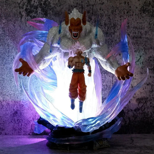 Goku and Great Ape Ultra Instinct LED Anime Figure, Dragon Ball Super Action Figurines PVC Statue 27 CM - CloudAnimeStudio