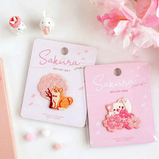 Kawaii Cherry Blossom Iron On Embroidery Patches CLOUDANIMESTUDIO