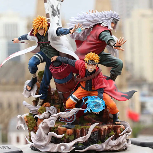 Jiraiya Minato and Naruto Anime Figurines, NARUTO SHIPPUDEN Figures Master and Apprentice Figure 41cm - CloudAnimeStudio