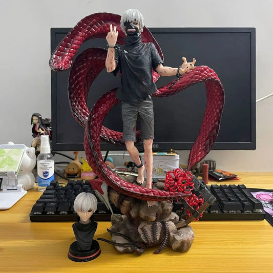 Kaneki Ken Anime Figure, Tokyo Ghoul Anime Figures PVC GK Statue Changeable Face Desk Decoration 39 cm - CloudAnimeStudio