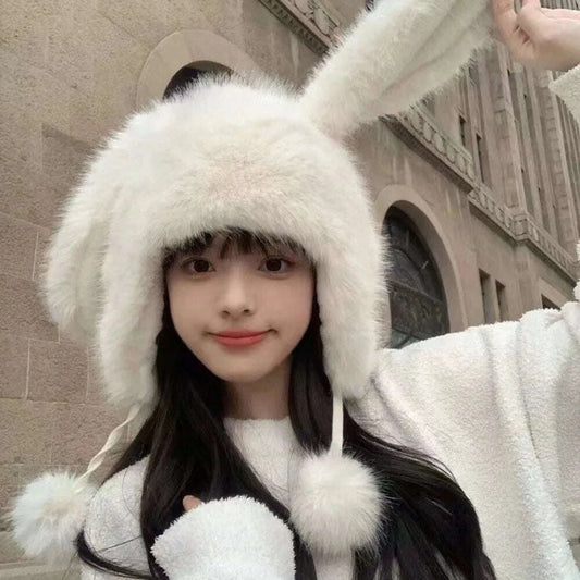 Kawaii Bunny Ears Plush Winter Hat CLOUDANIMESTUDIO