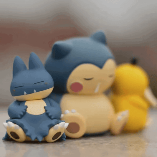 Kawaii Sleeping Snorlax, Gonbe, Psyduck Pokemon Anime Figure Set - CloudAnimeStudio