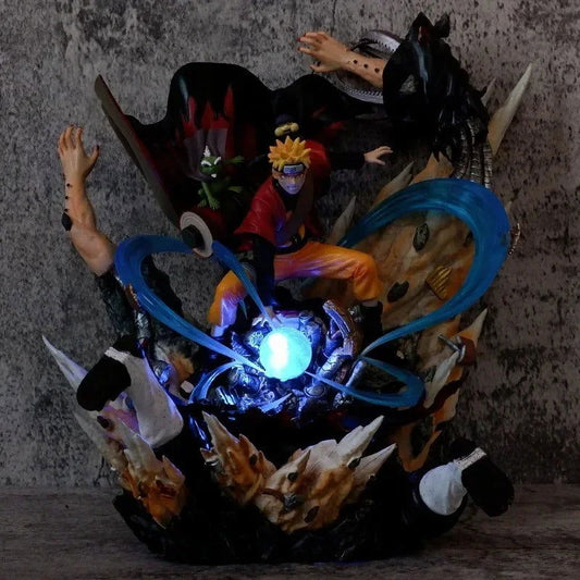 NARUTO UZUMAKI vs KAKUZU LED Anime Figurines, Naruto Shippuden Akatsuki vs Sage Mode Rasenshuriken 28 CM - CloudAnimeStudio