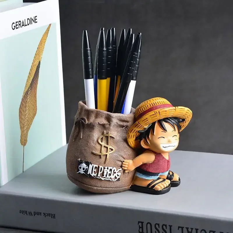 One Piece Monkey D. Luffy Pen Holder Anime Figure, Peripheral Kawaii Cute Chibi Decoration Desk - CloudAnimeStudio