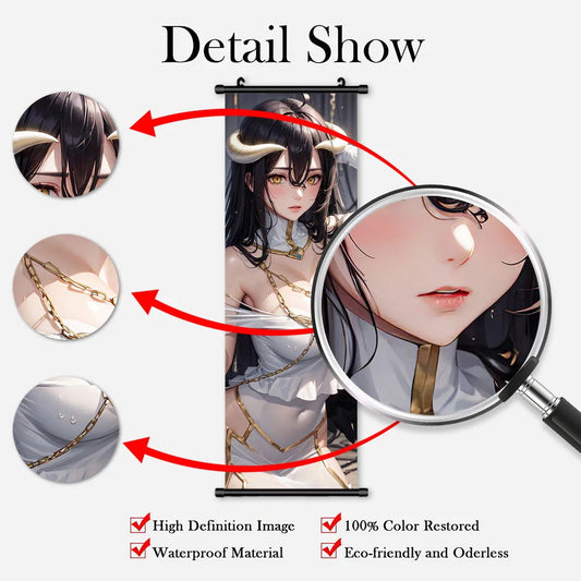 Overlord Anime Canvas Wall Art, Hanging Scrolls Digital Painting Print Posters - CloudAnimeStudio