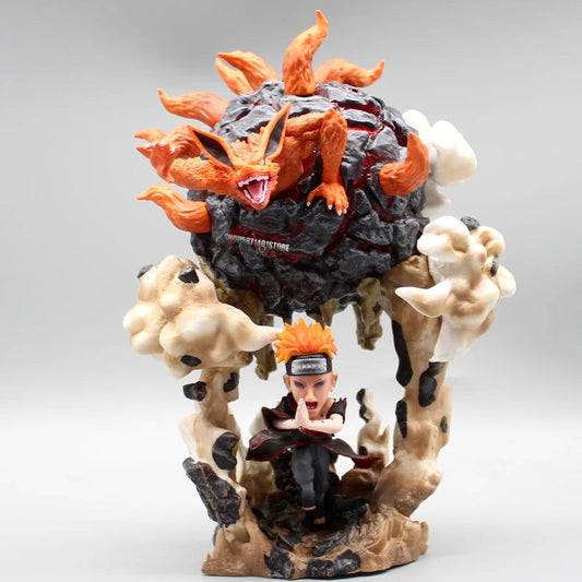 Pain vs Nine Tails Chibaku Tensei Anime Figure, Naruto Shippuden Battle Series Collection PVC 23cm - CloudAnimeStudio