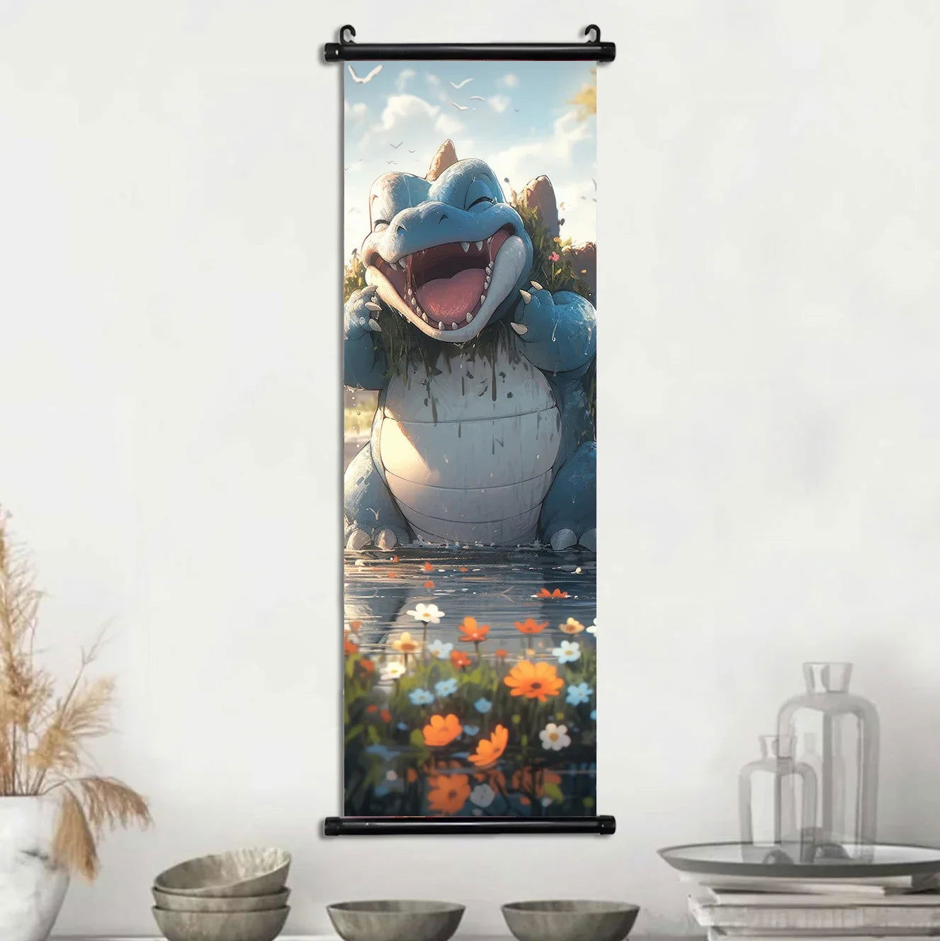 Pokemon Scroll Wall Art, Anime Posters Pikachu Eevee Modern Room Decoration Charizard Canvas Hanging Scrolls Wall Prints - CloudAnimeStudio