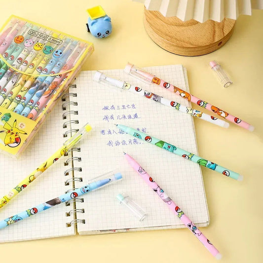 Radom 1 PCS, 6 PCS, or 12 PCS Pokemon Gel Pen Set, Anime Pikachu Erasable Writing Signature Pen, School Student Learning Supplies Stationery for Children - CloudAnimeStudio