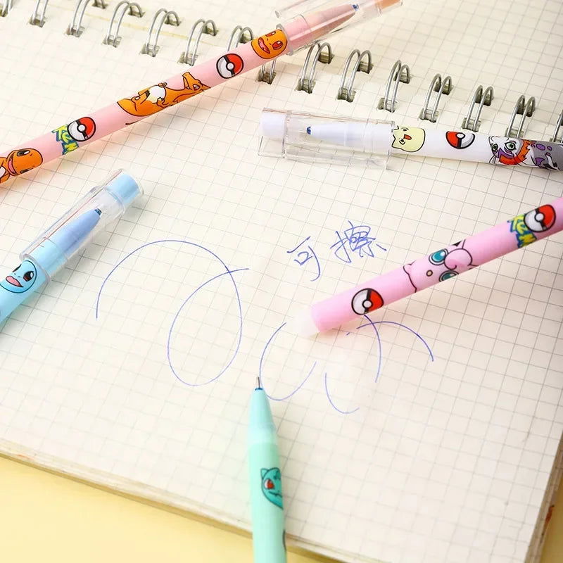 Radom 1 PCS, 6 PCS, or 12 PCS Pokemon Gel Pen Set, Anime Pikachu Erasable Writing Signature Pen, School Student Learning Supplies Stationery for Children - CloudAnimeStudio