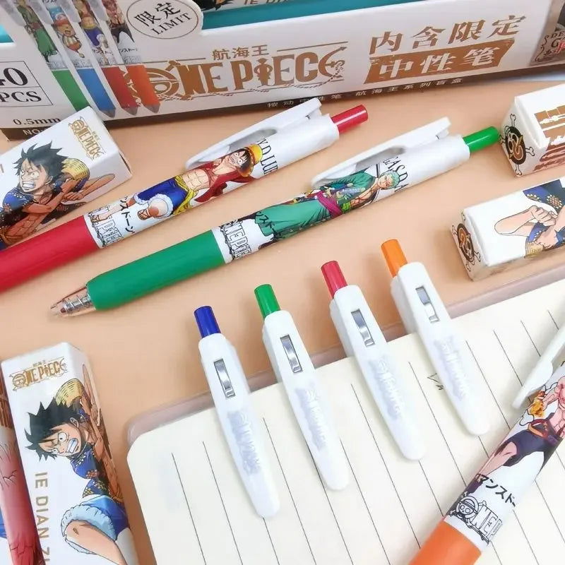 Random 1 PC Press Gel Pen, One Piece Anime Pen Creative Stationery School Student 0.5mm Black Signature - CloudAnimeStudio