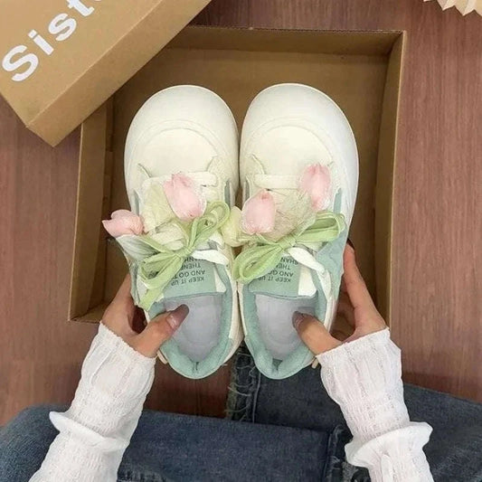 Kawaii Pastel Sweet Tulips Sneakers CLOUDANIMESTUDIO