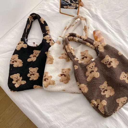 Cute Teddy Bear Print Tote Bag CLOUDANIMESTUDIO