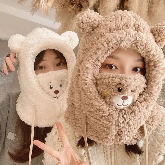 Kawaii Bear Hat With Mask CLOUDANIMESTUDIO