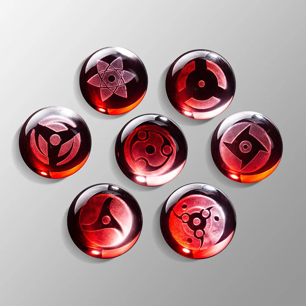 Mangekyo Sharingan Crystal Ball Set 7 PCS With LED Light Base, Naruto Shippuden Anime Figurines Night Lamps