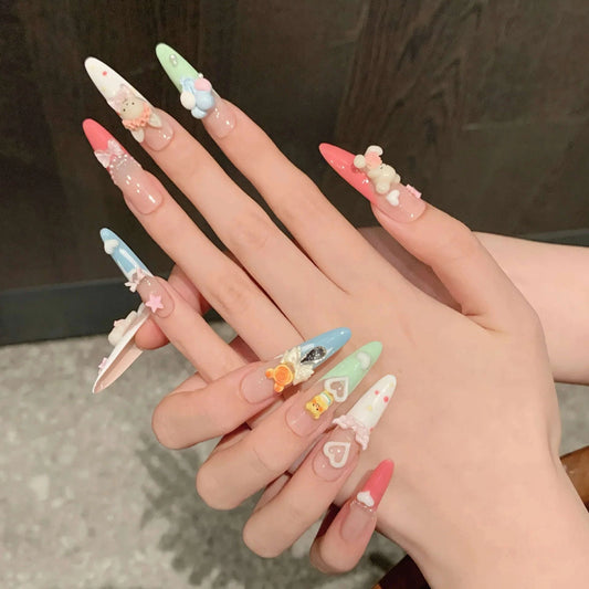 Kawaii Bunny & Bear False Nails Set CLOUDANIMESTUDIO