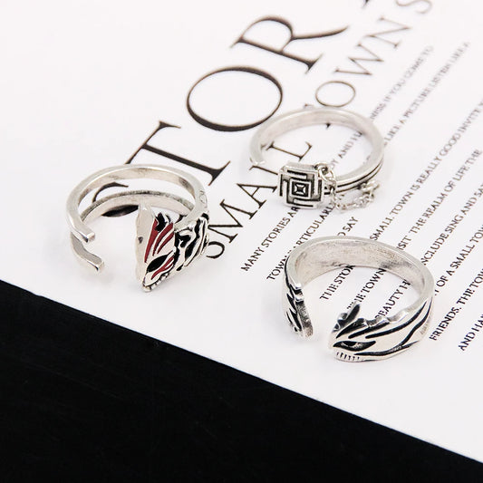 Anime Bleach Cosplay Ring Kurosaki Ichigo Metal Adjustable Unisex Rings Jewelry Accessories