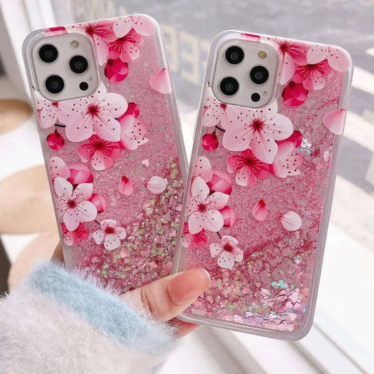 Sakura Liquid Glitter iPhone Case CLOUDANIMESTUDIO