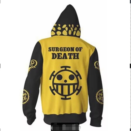 Trafalgar Law Anime Hoodies Two Options, One Piece 3D Hoodie Cosplay Costume Zipper Pullover Tops