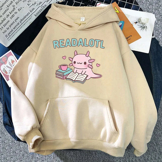 Kawaii "ReadAlotl" Axolotl Hoodie CLOUDANIMESTUDIO