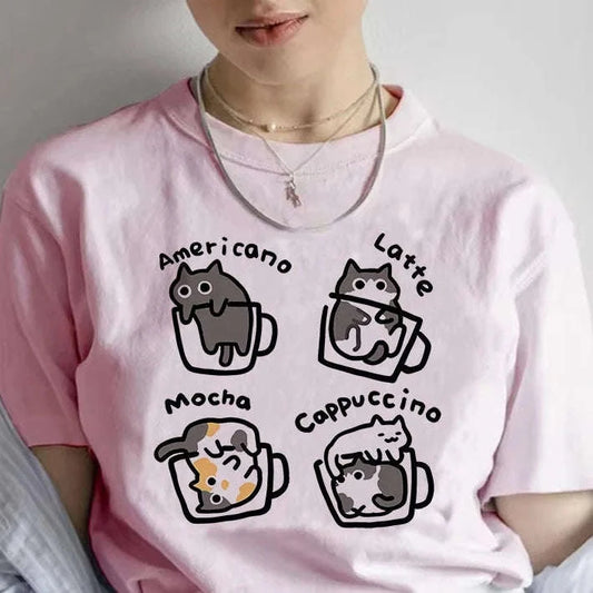 Coffee & Cats T-Shirt CLOUDANIMESTUDIO