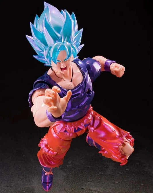 Son Goku Kaioken SSJB Blue Poseable Anime Action Figure, Dragon Ball Z PVC Figurines Statue 17 CM CLOUDANIMESTUDIO