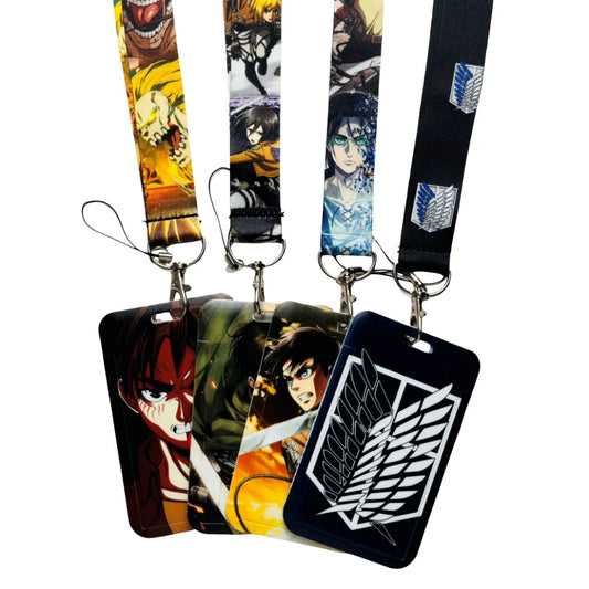 Attack On Titan Card Holder Lanyards Keys Neck Strap Card Badge Keychains For Anime Otaku Fans Gifts
