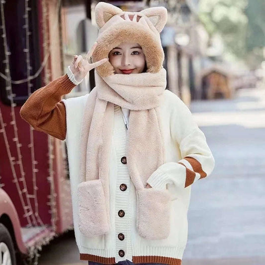 Kawaii Cat Winter Hat, Scarf, & Gloves Combo CLOUDANIMESTUDIO