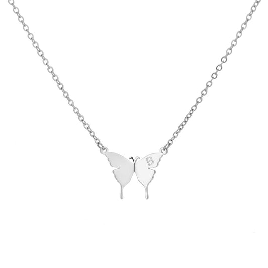 Butterfly Initial Letter Necklace CLOUDANIMESTUDIO