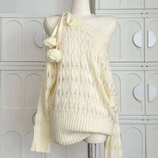 Cute Pom Poms Knit Sweater CLOUDANIMESTUDIO