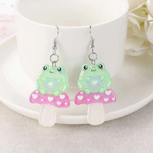 Kawaii Frog Acrylic Earrings CLOUDANIMESTUDIO