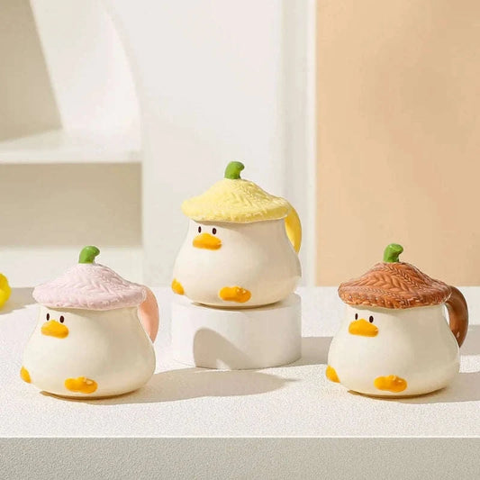 Kawaii Duck Mug With Lid CLOUDANIMESTUDIO
