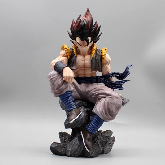 Sitting Gogeta Super Saiyan and Blue Anime Figure, 3 Swappable Heads Dragon Ball Z Figurines PVC 23 CM