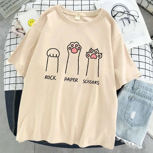 "Rock Paper Scissors" Cat Paw T-Shirt CLOUDANIMESTUDIO