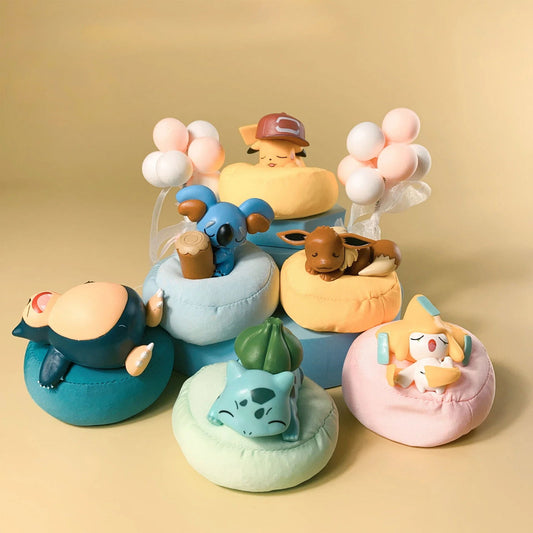 Sleeping Pokemon Anime Figurines, Pikachu Bulbasaur Psyduck Charmander - CloudAnimeStudio