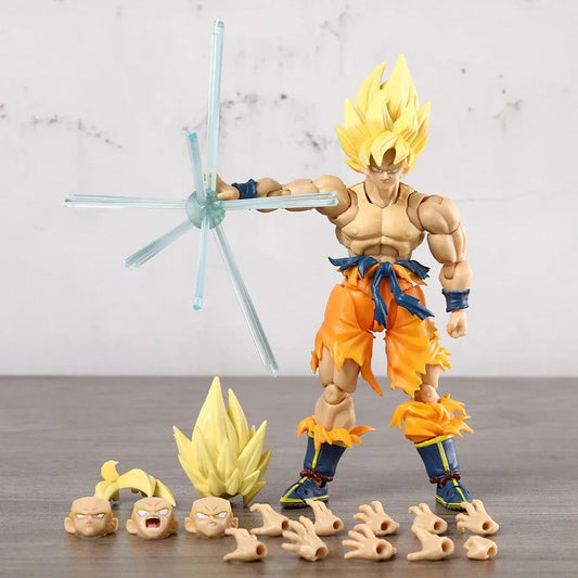 Super Saiyan Goku Posable Action Figure, Anime Dragon Ball Z Figurines PVC Articulated Collectible 16.5 cm - CloudAnimeStudio