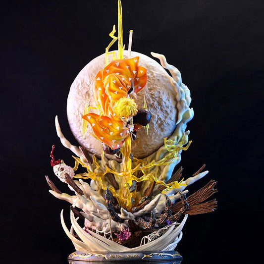 Zenitsu Agatsuma Demon Slayer LED Anime Figure, Kimetsu no Yaiba Figurines Thunder Breathing Technique Thunderclap and Flash 51 cm - CloudAnimeStudio