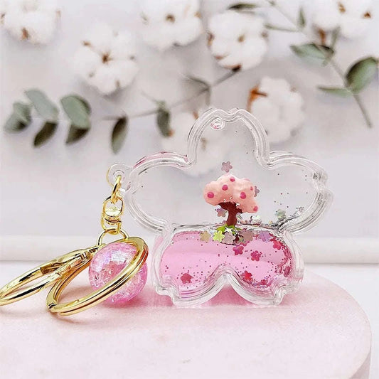 Cherry Blossom Tree Glitter Keychain CLOUDANIMESTUDIO