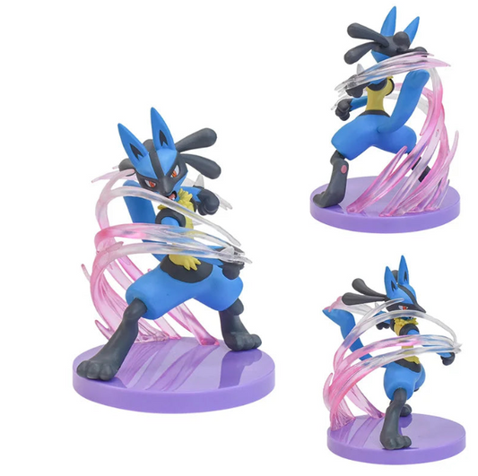 Lucario Anime Figure, Pokemon Figurines Riolu Action Model Doll Anime PVC Figure Statue 13 CM