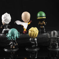 6Pcs One Punch Man Chibi Anime Figures, Saitama Genos Garou Bang Tatsumaki Mumen Rider Metal Knight, OPM Collection Set - CloudAnimeStudio